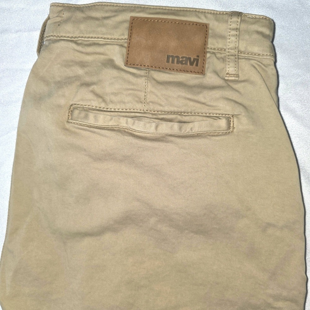 Mavi Jeff Athletic Chino Fit Pants Men Tan Khaki Stretch‎ Cotton Size 36X32